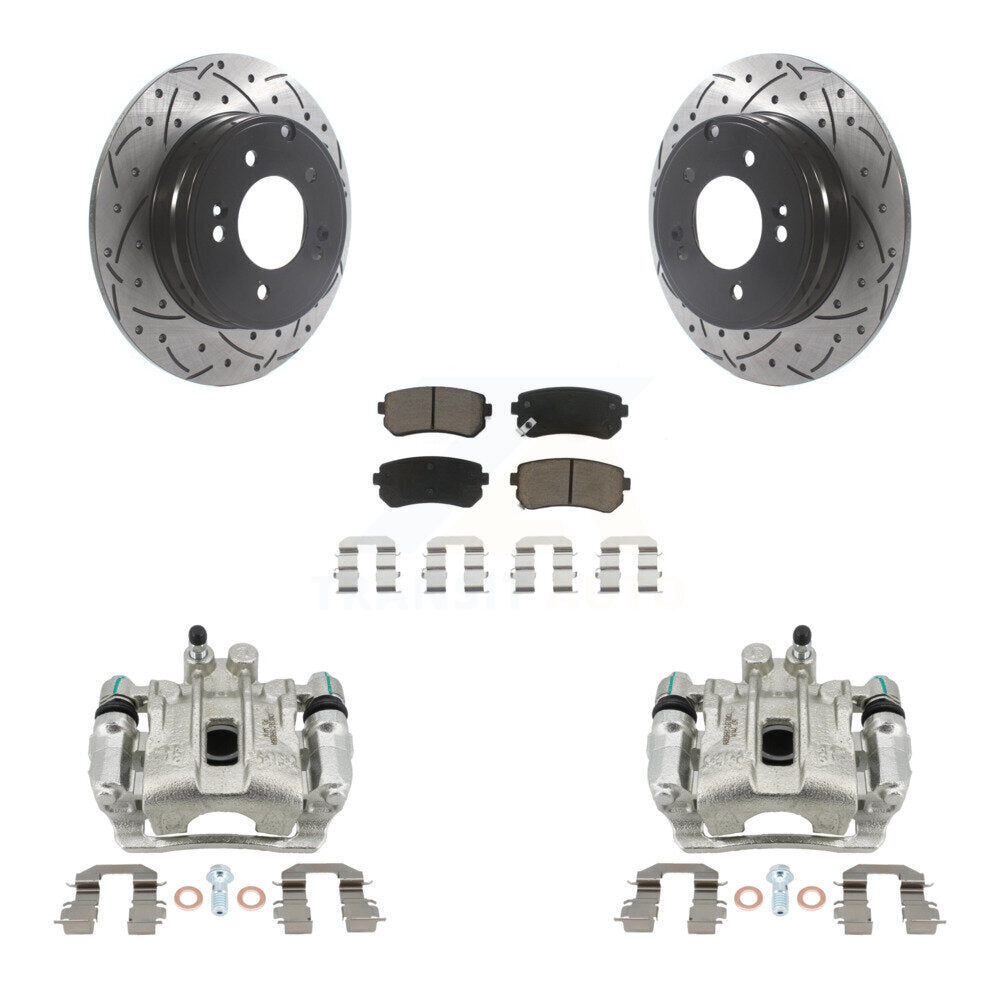 Rear Brake Caliper Drill Slot Rotors Ceramic Pad Kit For 15-16 Hyundai Sonata GAS engine KCD-100554C