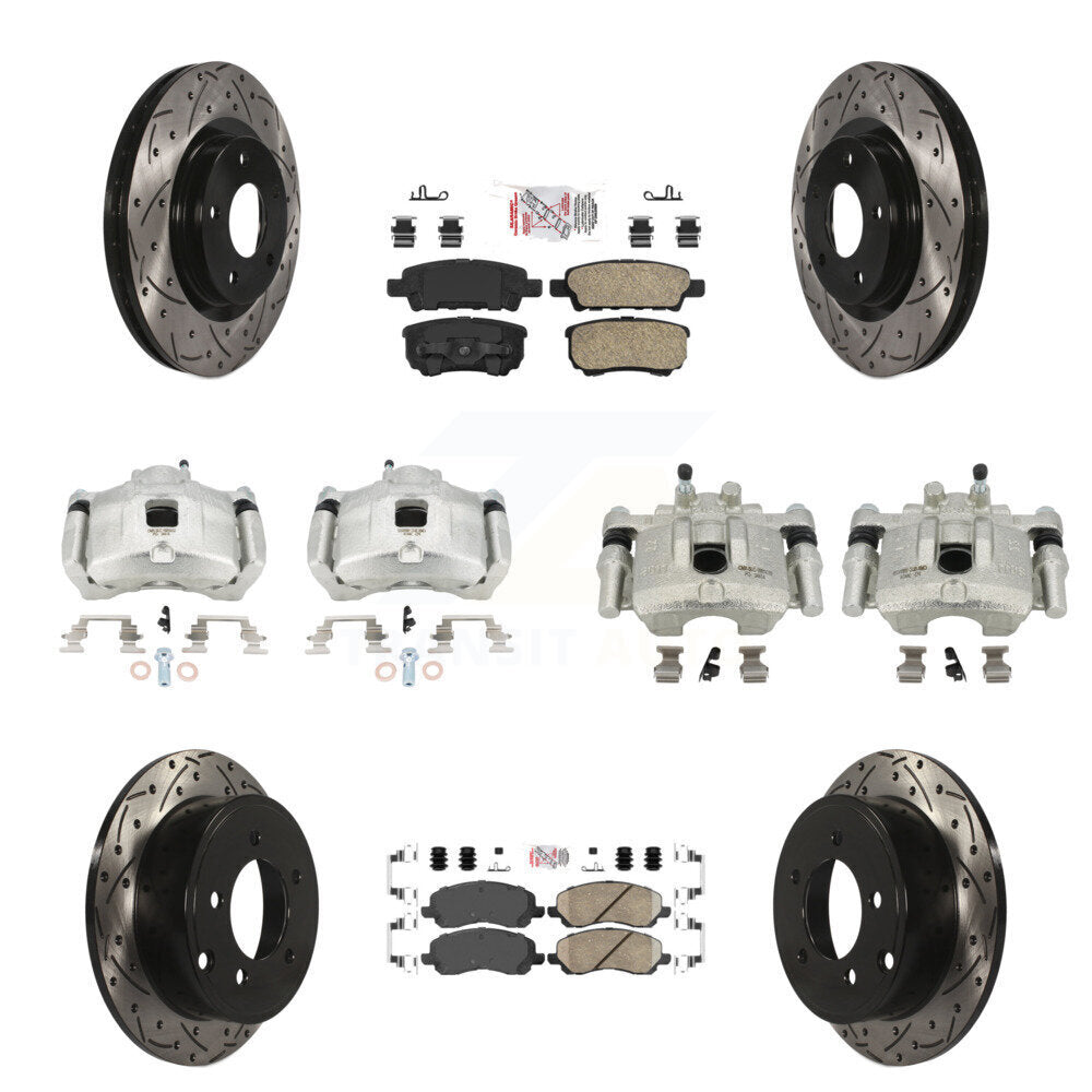 Front Rear Brake Caliper Drill Slot Rotors Ceramic Pad Kit (10Pc) For Jeep Patriot Dodge KCD-100554N