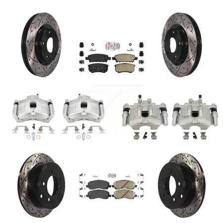Front Rear Brake Caliper Drill Slot Rotors Ceramic Pad Kit (10Pc) For Jeep Patriot Dodge KCD-100555N