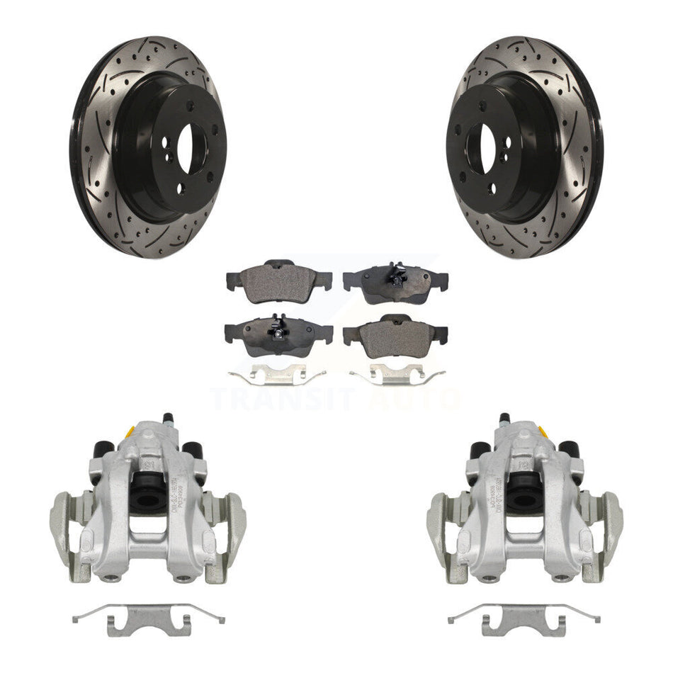 Rear Brake Caliper Drill Slotted Rotors Ceramic Pad Kit For Mercedes-Benz E350 E500 E320 KCD-100555T