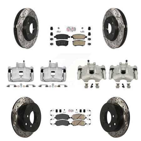 Front Rear Brake Caliper Drilled Slot Rotor Ceramic Pad Kit (10Pc) For Mitsubishi Lancer KCD-100557N