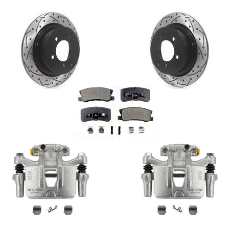 Rear Disc Brake Coated Caliper Drill Slot Rotor Ceramic Pad Kit For Mitsubishi Outlander KCD-100557T