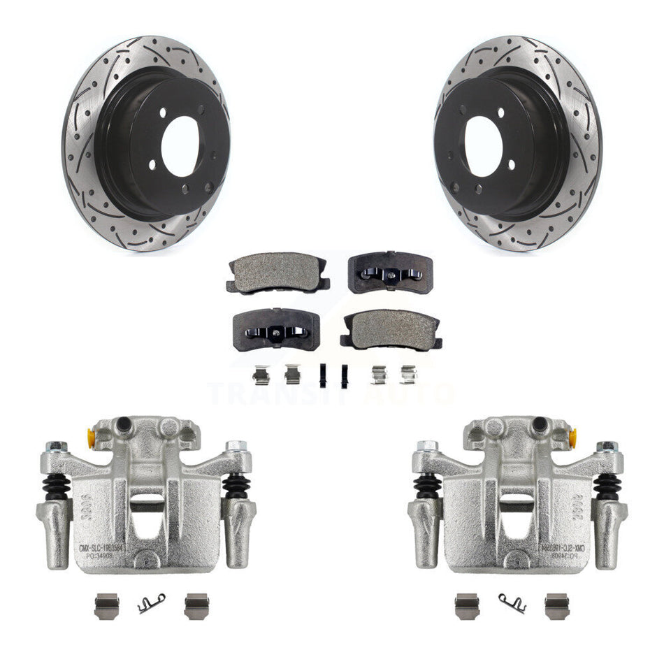 Rear Disc Brake Coated Caliper Drill Slot Rotor Ceramic Pad Kit For Mitsubishi Outlander KCD-100557T