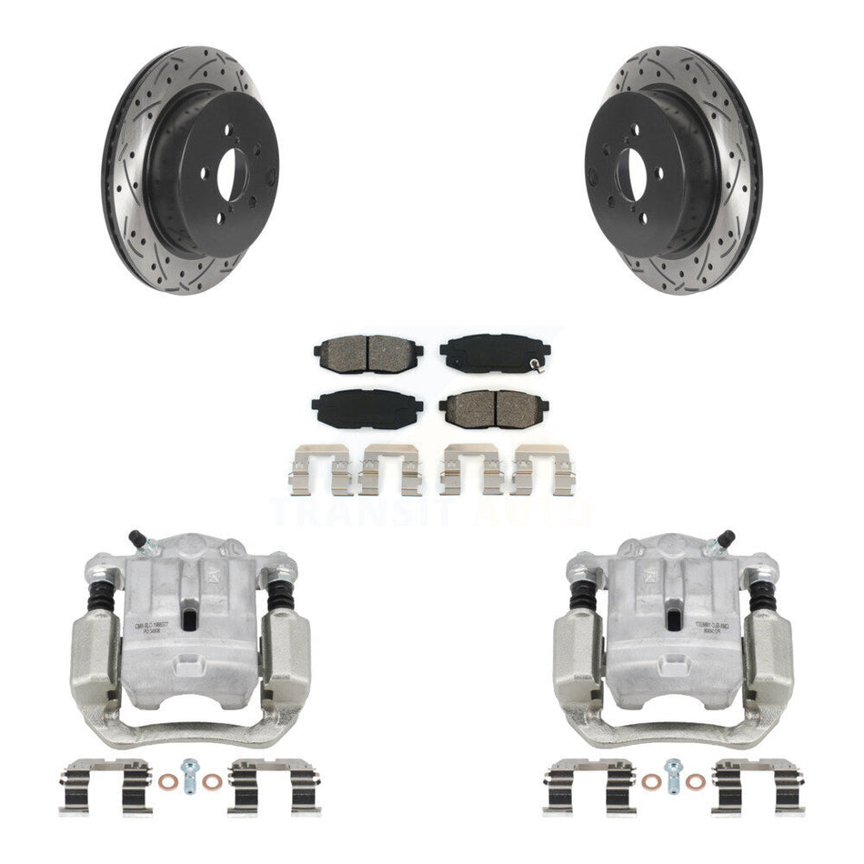 Rear Brake Caliper Drill Slot Rotor Semi-Metallic Pad Kit For 14-18 Subaru Forester 2.0L KCD-100558S