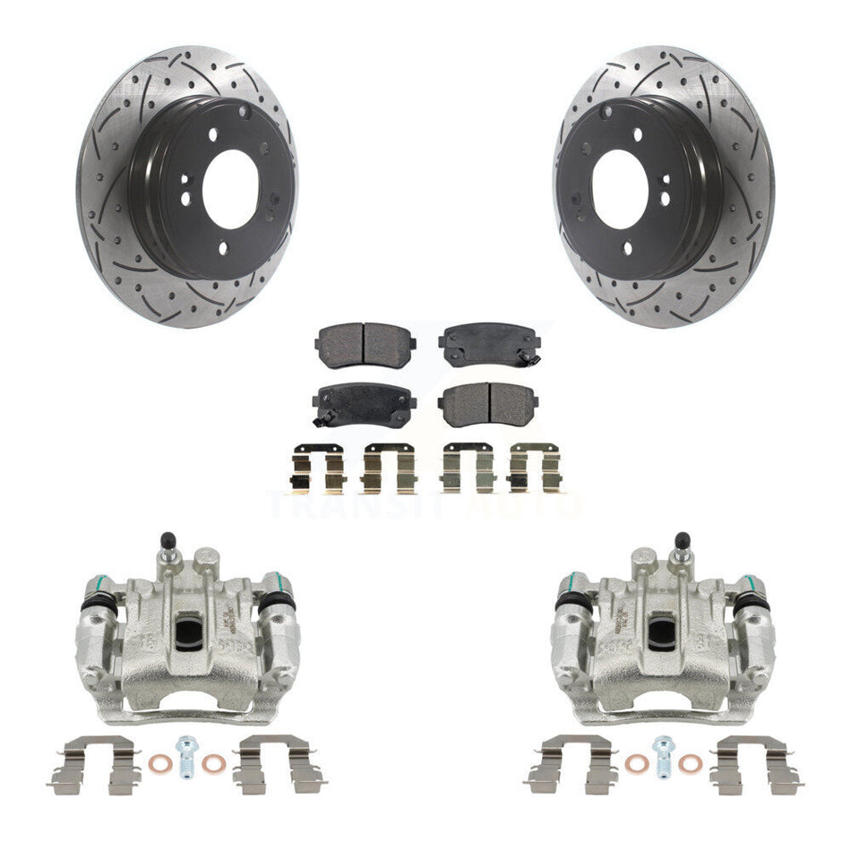 Rear Brake Caliper Drill Slot Rotors Ceramic Pad Kit For 15-16 Hyundai Sonata GAS engine KCD-100565T