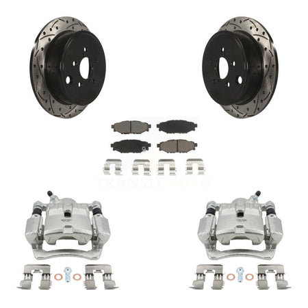 Rear Brake Coat Caliper Drill Slot Rotor Ceramic Pad Kit For Subaru Impreza Forester WRX KCD-100568C