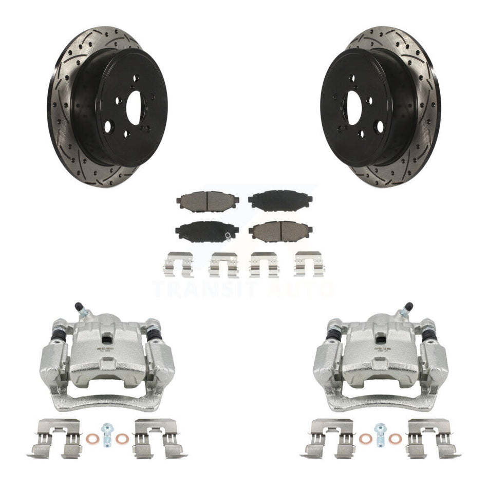 Rear Brake Coat Caliper Drill Slot Rotor Ceramic Pad Kit For Subaru Impreza Forester WRX KCD-100568C