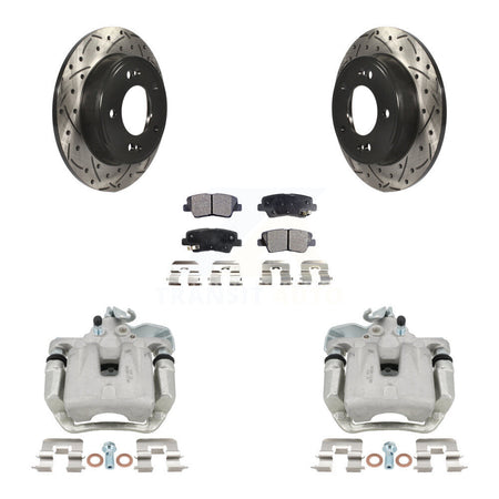 Rear Brake Coated Caliper Drill Slot Rotors Semi-Metallic Pad Kit For 2014-2016 Kia Soul KCD-100570P