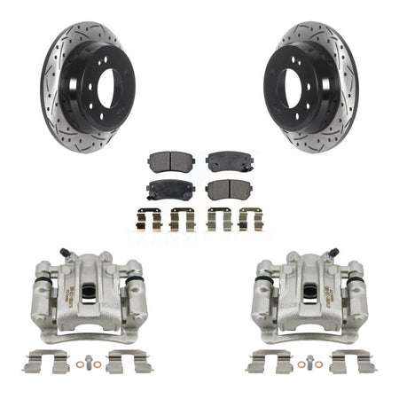 Rear Disc Brake Coated Caliper Drilled Slotted Rotor Ceramic Pad Kit For Hyundai Elantra KCD-100572T
