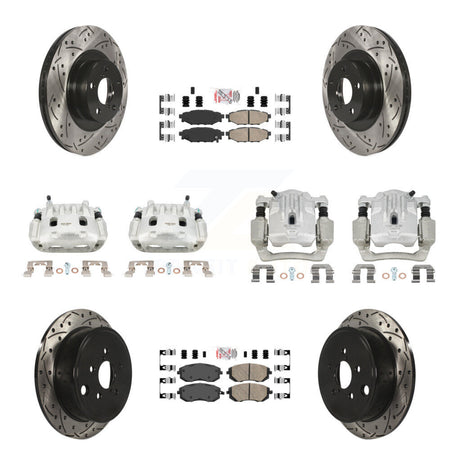 Front Rear Brake Coat Caliper Drill Slot Rotor Ceramic Pad Kit (10Pc) For Subaru Outback KCD-100573N