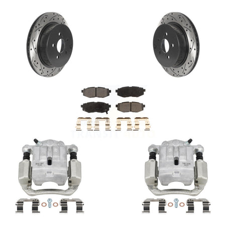 Rear Brake Caliper Drill Slot Rotor Semi-Metallic Pad Kit For 14-18 Subaru Forester 2.0L KCD-100573P