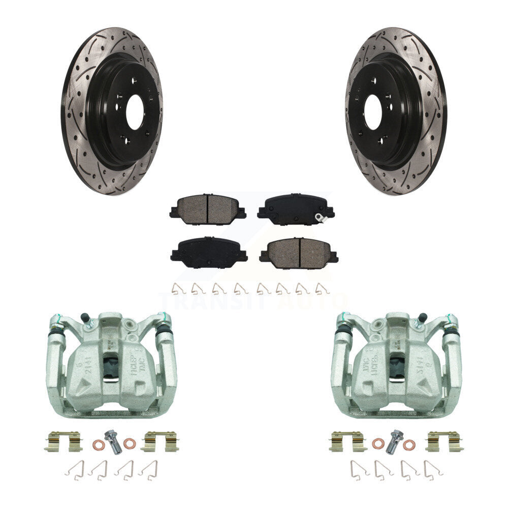 Rear Brake Coat Caliper Drill Slot Rotors Semi-Metallic Pad Kit For 2017-2022 Honda CR-V KCD-100573S