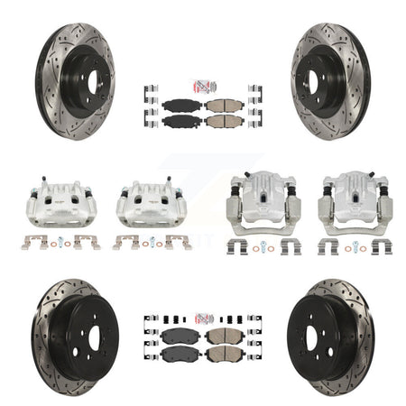 Front Rear Brake Coat Caliper Drill Slot Rotor Ceramic Pad Kit (10Pc) For Subaru Outback KCD-100574N