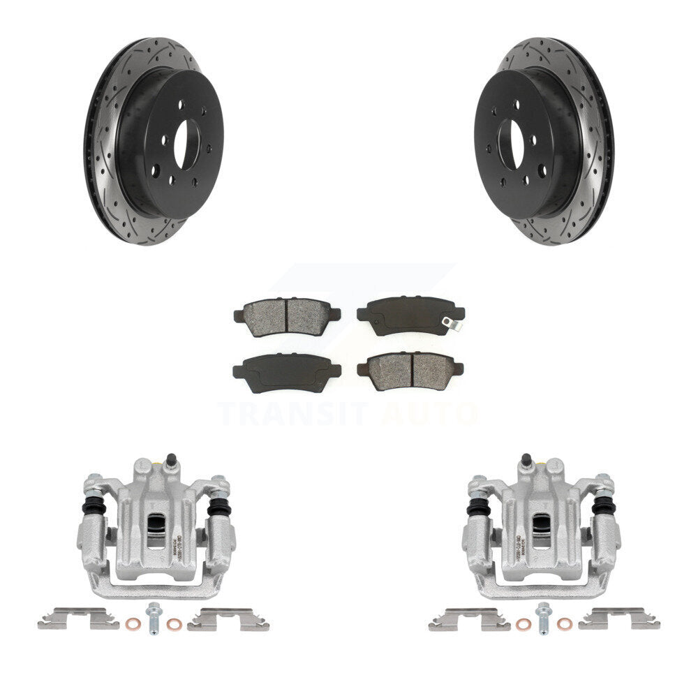 Rear Brake Caliper Drill Slotted Rotor Semi-Metallic Pad Kit For 2006-2007 Nissan Xterra KCD-100575S
