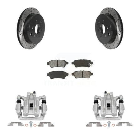 Rear Brake Caliper Drill Slotted Rotor Semi-Metallic Pad Kit For 2006-2007 Nissan Xterra KCD-100575S