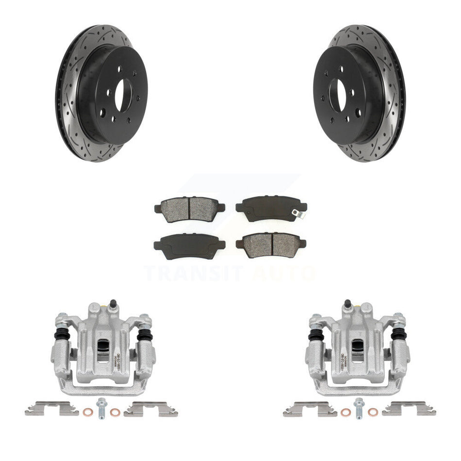 Rear Brake Caliper Drill Slotted Rotor Semi-Metallic Pad Kit For 2006-2007 Nissan Xterra KCD-100575S
