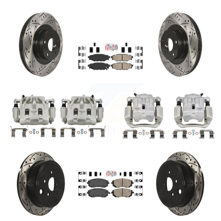 Front Rear Brake Coat Caliper Drill Slot Rotors Ceramic Pad Kit (10Pc) For Subaru Legacy KCD-100577N