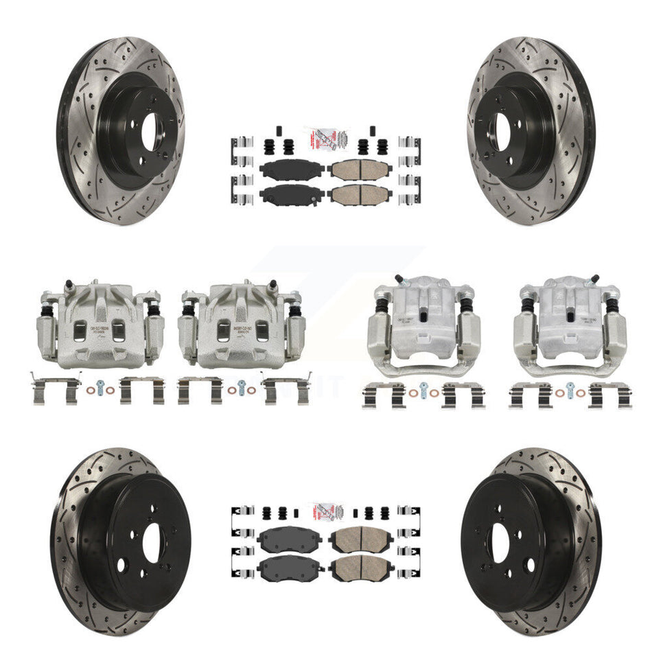 Front Rear Brake Coat Caliper Drill Slot Rotors Ceramic Pad Kit (10Pc) For Subaru Legacy KCD-100577N