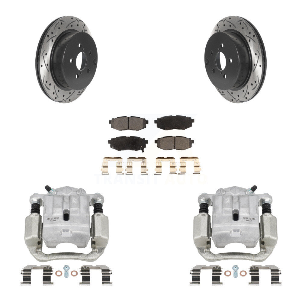 Rear Brake Caliper Drilled Slot Rotor Ceramic Pad Kit For 2014-2018 Subaru Forester 2.0L KCD-100577T