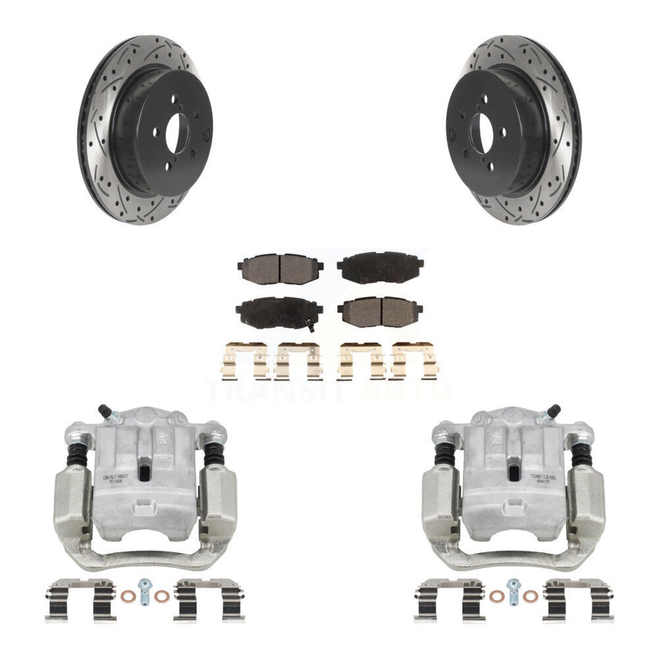Rear Brake Caliper Drilled Slot Rotor Ceramic Pad Kit For 2014-2018 Subaru Forester 2.0L KCD-100577T