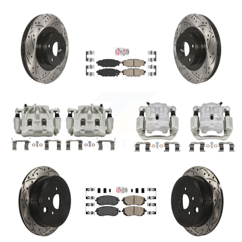 Front Rear Brake Coat Caliper Drill Slot Rotors Ceramic Pad Kit (10Pc) For Subaru Legacy KCD-100578N