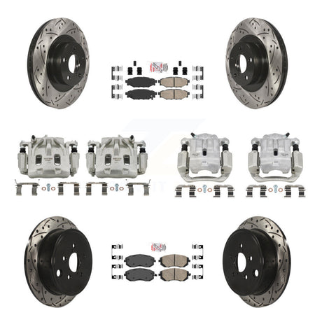 Front Rear Brake Coat Caliper Drill Slot Rotors Ceramic Pad Kit (10Pc) For Subaru Legacy KCD-100579N