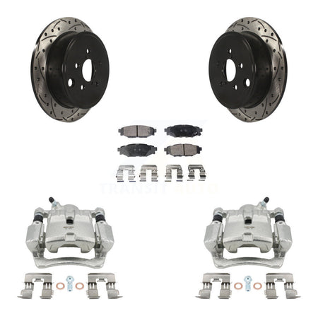 Rear Brake Coat Caliper Drill Slot Rotor Ceramic Pad Kit For Subaru Impreza Forester WRX KCD-100579T