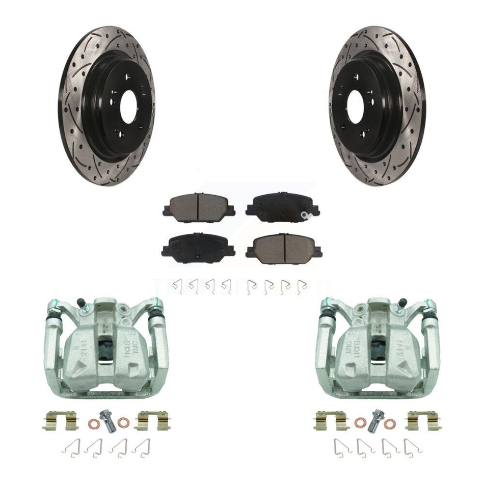 Rear Disc Brake Coated Caliper Drill Slot Rotor Ceramic Pad Kit For 2017-2022 Honda CR-V KCD-100581C