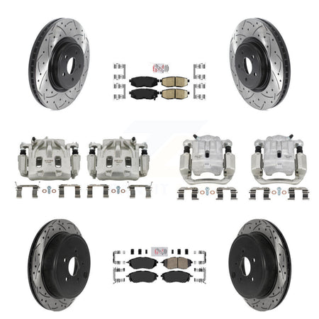 Front Rear Brake Coat Caliper Drill Slot Rotor Ceramic Pad Kit (10Pc) For Subaru Outback KCD-100581N