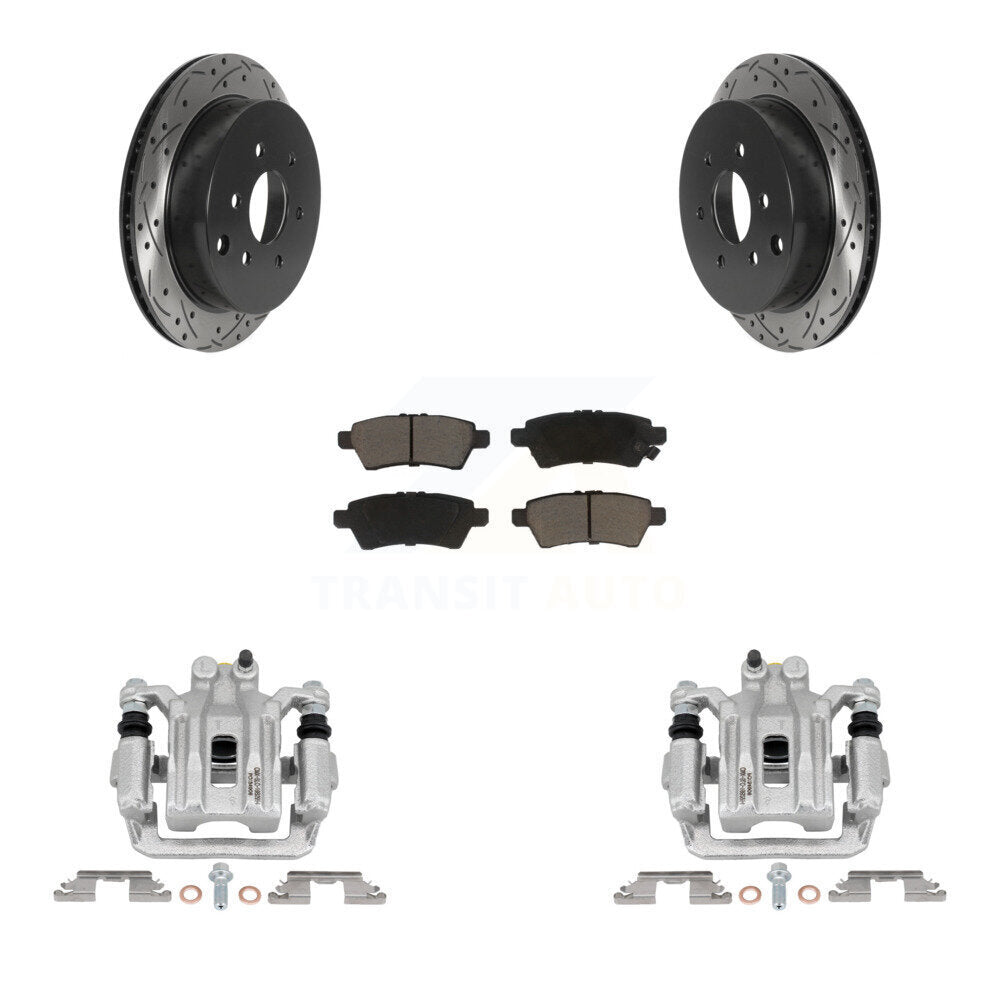 Rear Brake Coated Caliper Drilled Slot Rotor Ceramic Pad Kit For 2006-2007 Nissan Xterra KCD-100583C