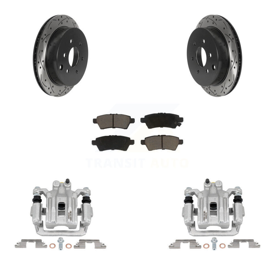 Rear Brake Coated Caliper Drilled Slot Rotor Ceramic Pad Kit For 2006-2007 Nissan Xterra KCD-100583C