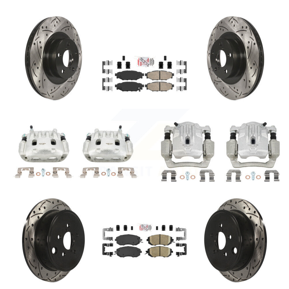 Front Rear Brake Caliper Drill Slot Rotor Ceramic Pad Kit (10Pc) For Subaru Outback 2.5L KCD-100583N