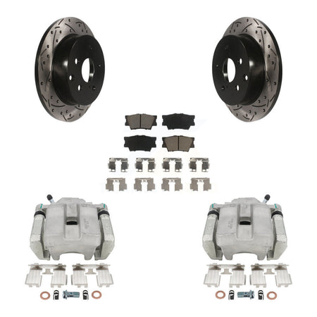 Rear Disc Brake Coated Caliper Drilled Slotted Rotor And Ceramic Pad Kit For Toyota RAV4 KCD-100584C