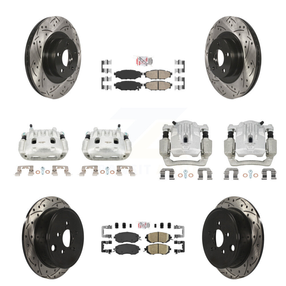 Front Rear Brake Caliper Drill Slot Rotor Ceramic Pad Kit (10Pc) For Subaru Outback 2.5L KCD-100584N