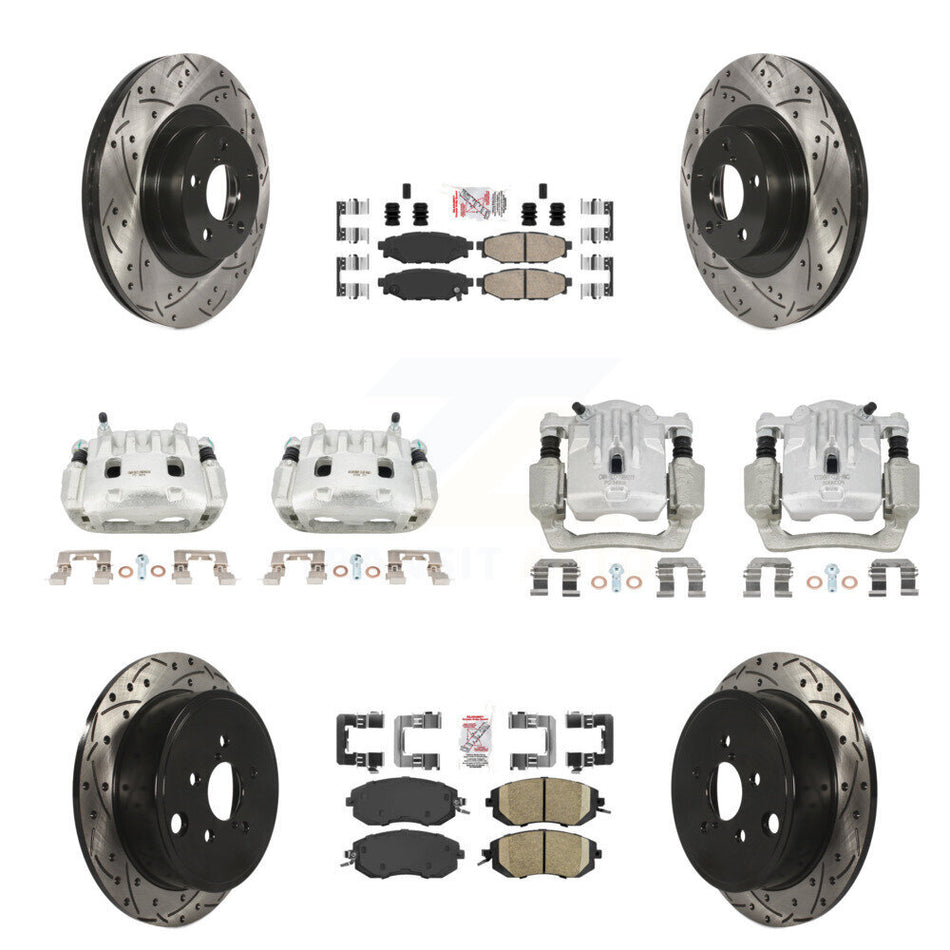 Front Rear Brake Caliper Drill Slot Rotor Ceramic Pad Kit (10Pc) For Subaru Outback 2.5L KCD-100585N
