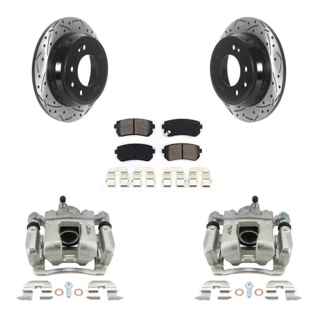 Rear Brake Caliper Drill Slot Rotor Semi-Metallic Pad Kit For Kia Sportage From 12 10 15 KCD-100585S