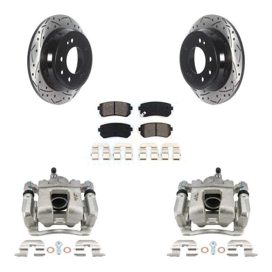 Rear Brake Caliper Drill Slot Rotor Semi-Metallic Pad Kit For Kia Sportage From 12 10 15 KCD-100585S