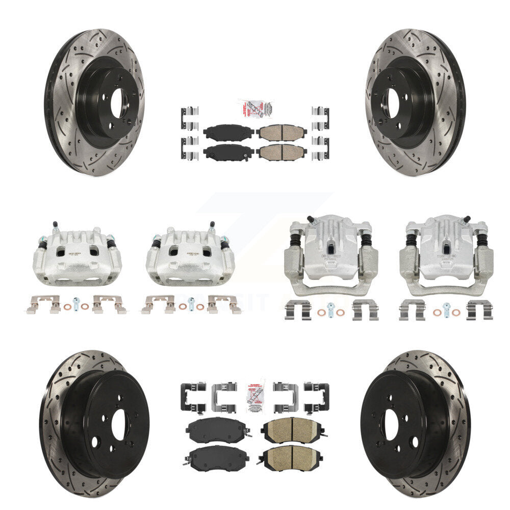 Front Rear Brake Caliper Drill Slot Rotor Ceramic Pad Kit (10Pc) For Subaru Outback 2.5L KCD-100586N