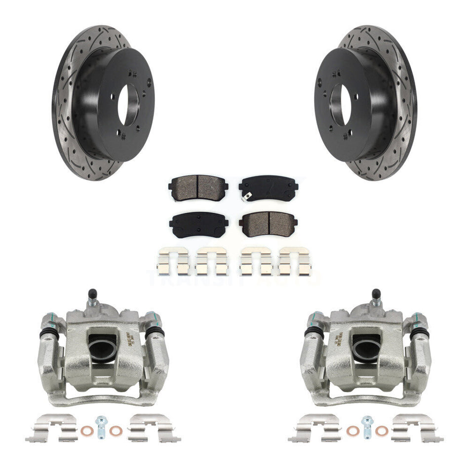 Rear Brake Caliper Drill Slot Rotor Semi-Metallic Pad Kit For Kia Sportage From 12 10 15 KCD-100586S