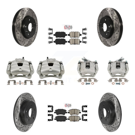 Front Rear Brake Caliper Drill Slotted Rotors Ceramic Pad Kit (10Pc) For Chevrolet Cruze KCD-100587N