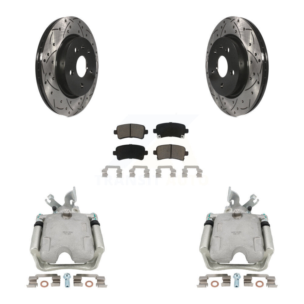 Rear Disc Brake Coated Caliper Drilled Slotted Rotors And Ceramic Pads Kit For Buick LaCrosse Allure KCD-100588C by Transit Auto