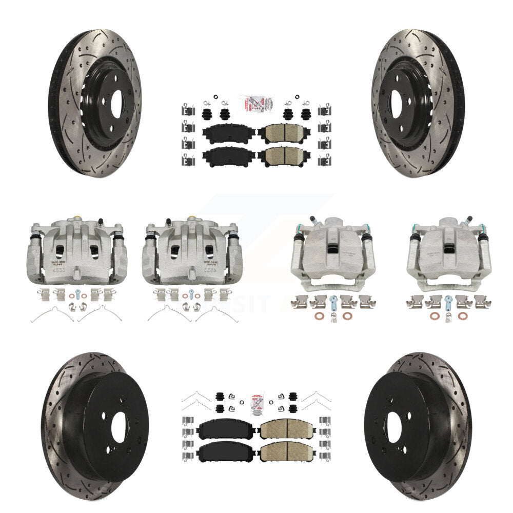 Front Rear Brake Caliper Drill Slot Rotors Ceramic Pad Kit (10Pc) For Lexus RX350 RX450h KCD-100588N