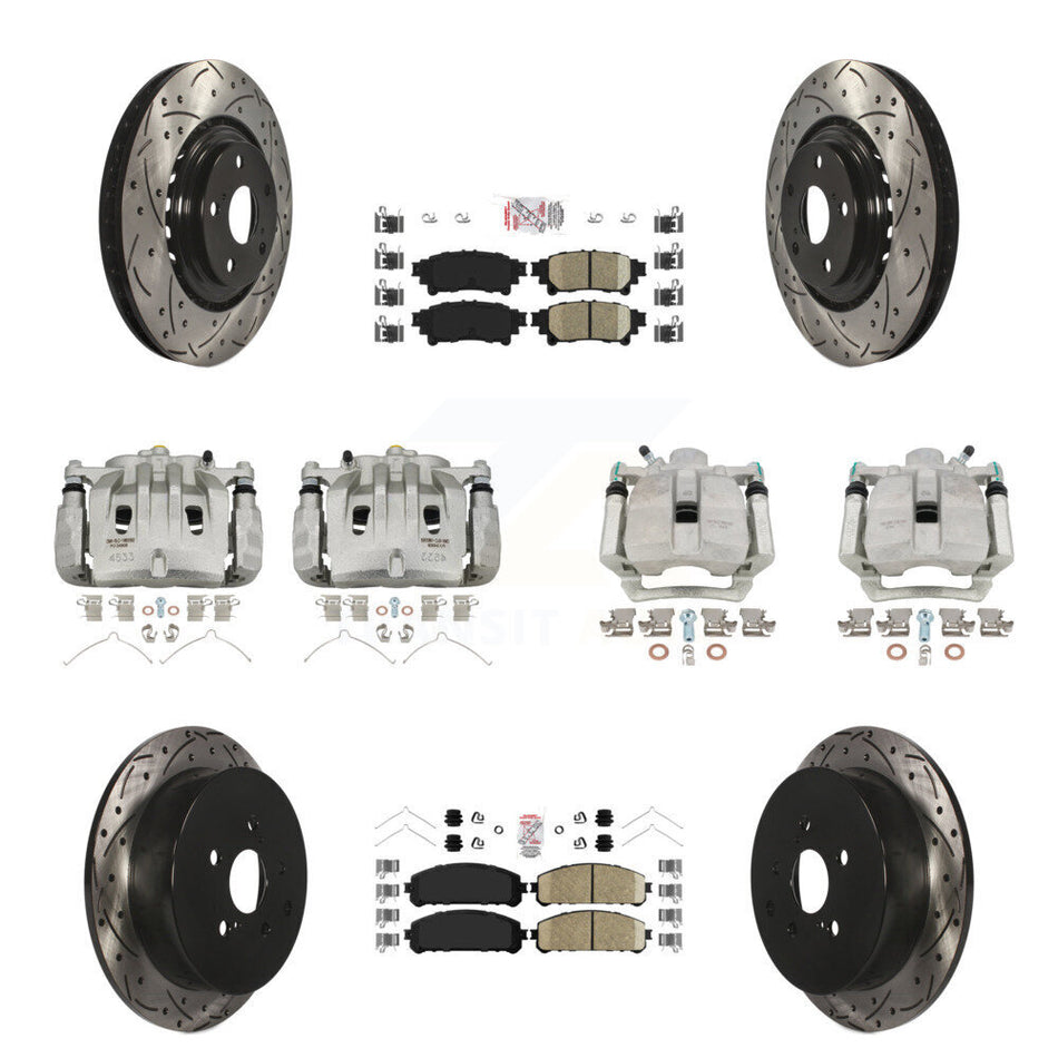 Front Rear Brake Caliper Drill Slot Rotors Ceramic Pad Kit (10Pc) For Lexus RX350 RX450h KCD-100589N