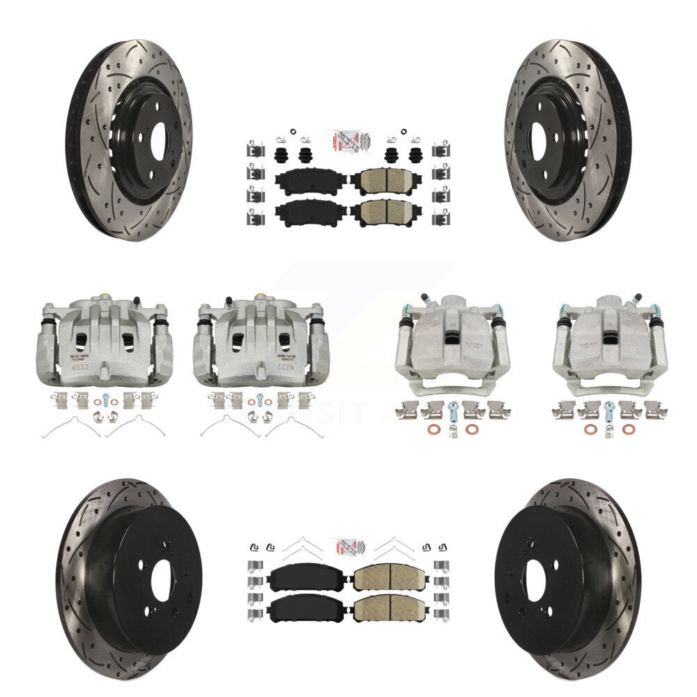 Front Rear Brake Caliper Drill Slot Rotors Ceramic Pad Kit (10Pc) For Lexus RX350 RX450h KCD-100590N