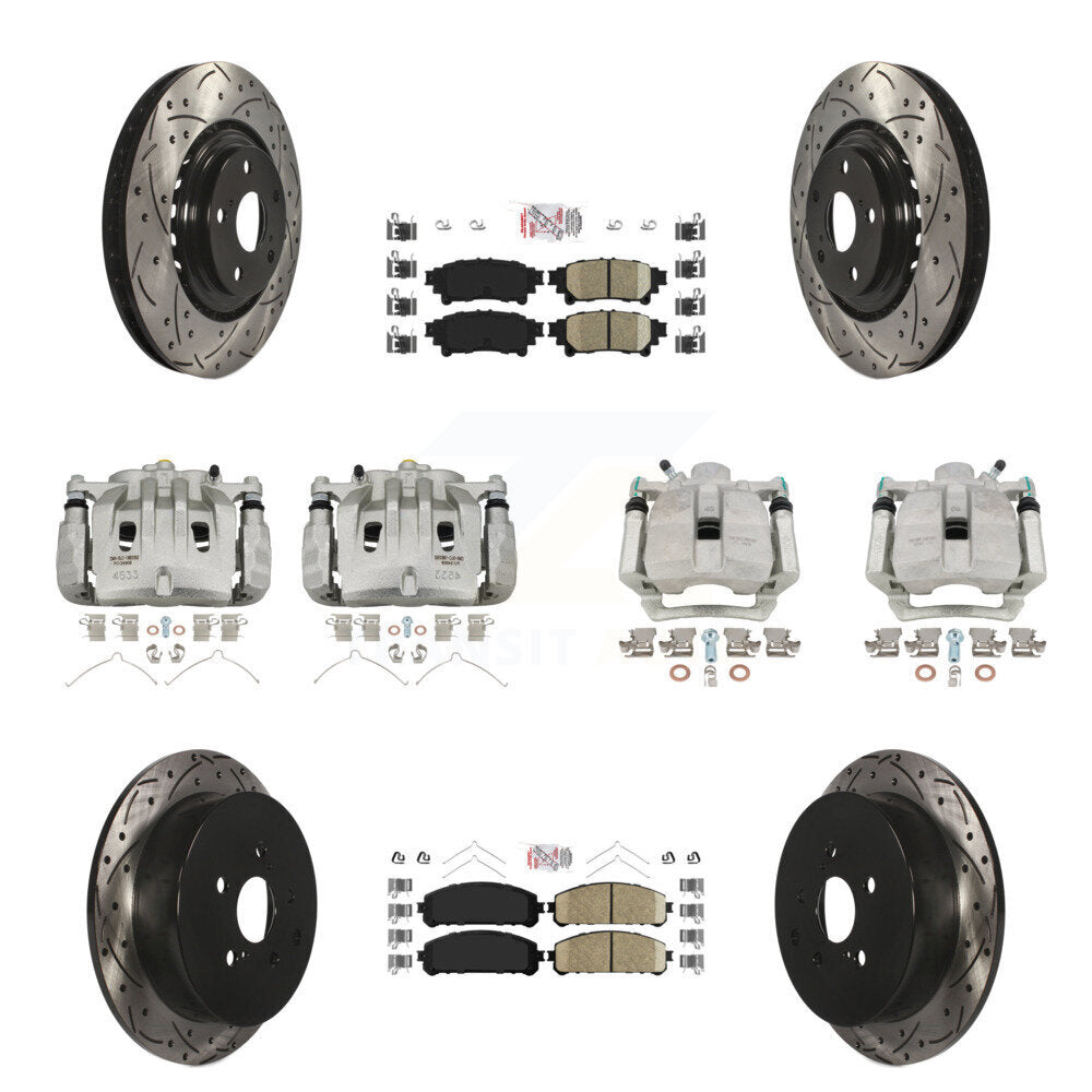 Front Rear Brake Caliper Drill Slot Rotors Ceramic Pad Kit (10Pc) For Lexus RX350 RX450h KCD-100591N