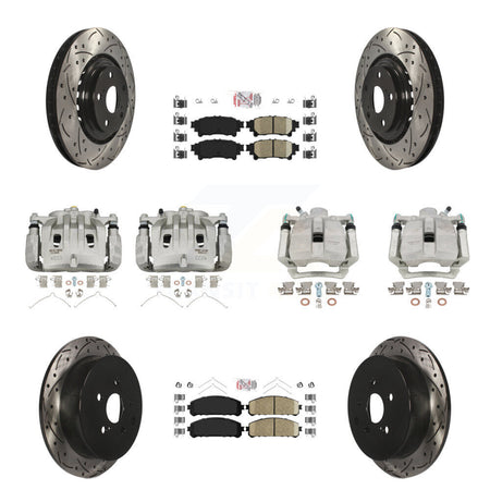 Front Rear Brake Caliper Drill Slot Rotors Ceramic Pad Kit (10Pc) For Lexus RX350 RX450h KCD-100591N