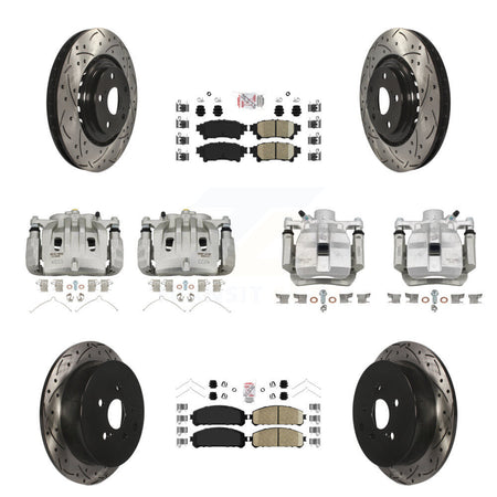 Front Rear Brake Caliper Drill Slot Rotors Ceramic Pad Kit (10Pc) For Lexus RX350 RX450h KCD-100592N