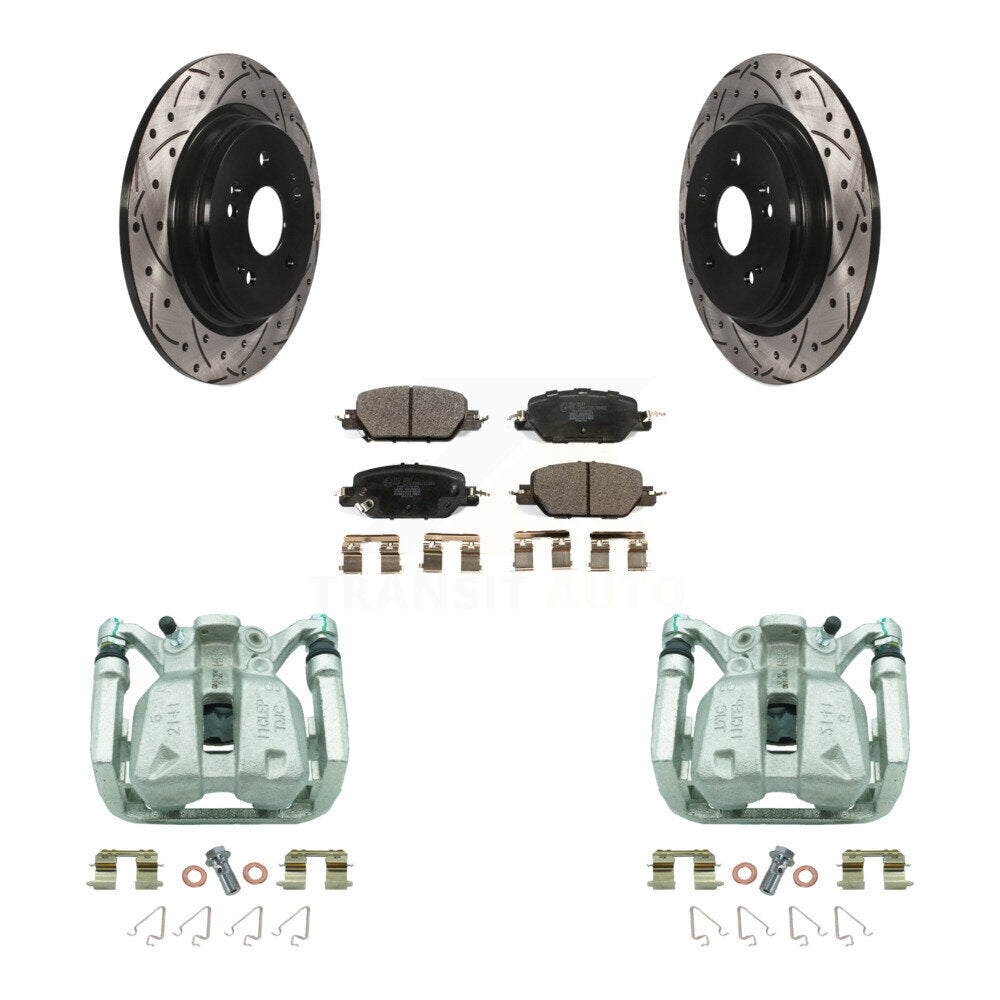 Rear Disc Brake Coated Caliper Drill Slot Rotor Ceramic Pad Kit For 2017-2022 Honda CR-V KCD-100592T