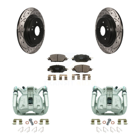 Rear Disc Brake Coated Caliper Drill Slot Rotor Ceramic Pad Kit For 2017-2022 Honda CR-V KCD-100592T