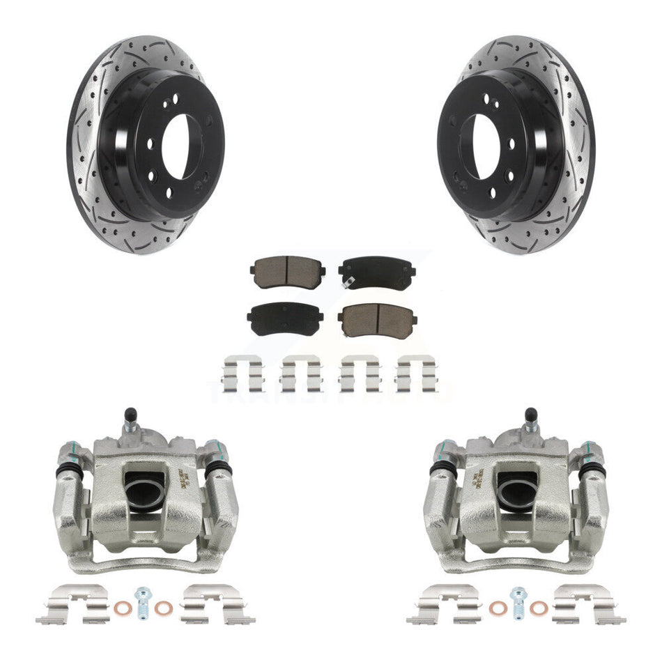 Rear Brake Caliper Drill Slot Rotors Ceramic Pad Kit For 2016 Kia Sportage From 12 10 15 KCD-100593C